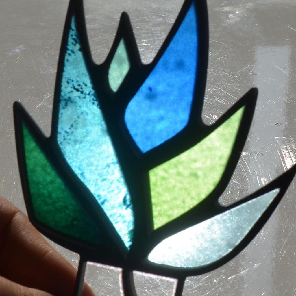2 Combo, 3 Combo, Succulent Stained Glass Agave Glass Decorative (No Pots) for countertops, Indoor Decorations, Gifts for Plant Lovers (Colored Blue)