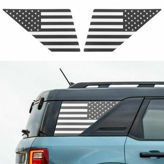 2pcs Rear Side Window n Flag Decal Sticker Vinyls for Bronco Sport +
