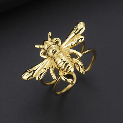 My Shape Cute Bee Ring for Women Gold Color Rings Stainless Steel Finger Rings Adjustable Size Lovely Jewelry Gifts Wholesale