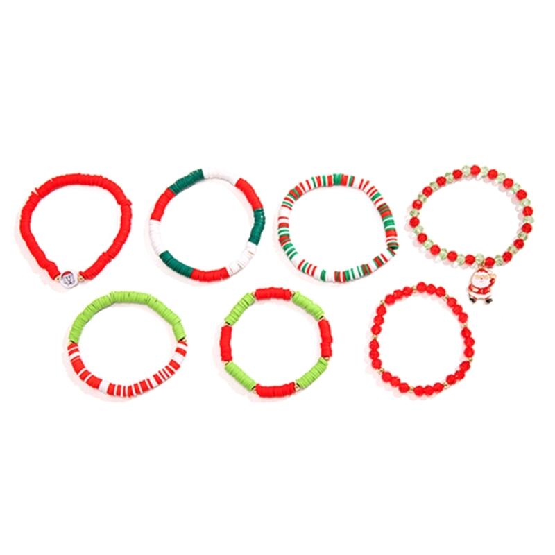 Multifuntional Elastic Bead Bracelet Soft Clay Adjustable Bracelets Set for Christmas Celebration and Everyday Wear