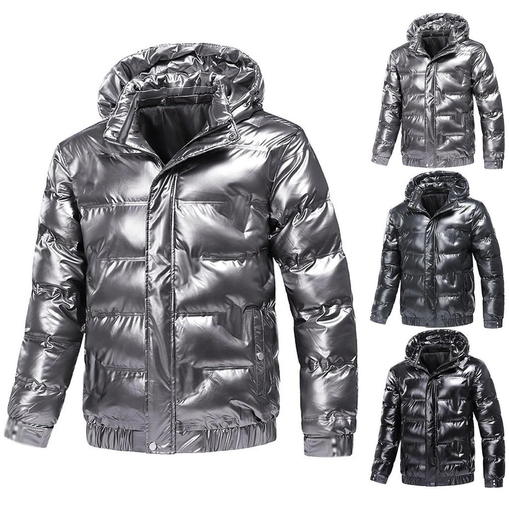Mens Casual Outdoor Hooded Street Fashion Biker Solid Color Fashion Jacket