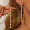Sparkling Zircon Geometric Dangle Earrings for Women Luxury Teardrop Shaped Long Tassel Earring Wedding Party Charm Jewelry Gift