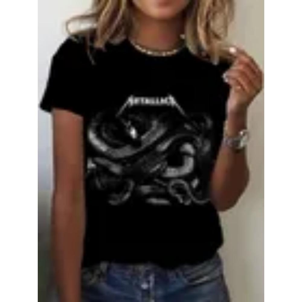 Women's Round Neck Fashionable Casual Short Sleeved T-shirt Top Clothing