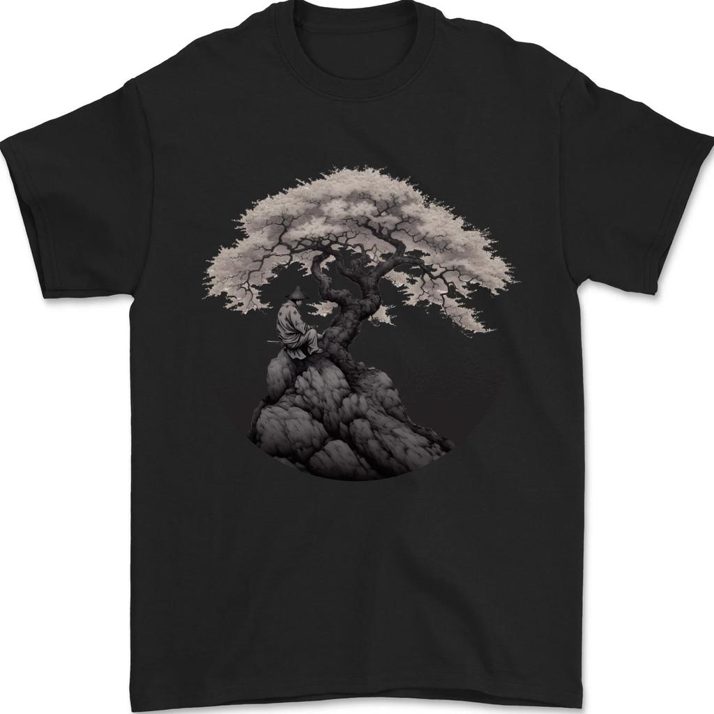 Sakura Tree Chinese Cherry Blossom Samurai Mens T-Shirt 100% Cotton