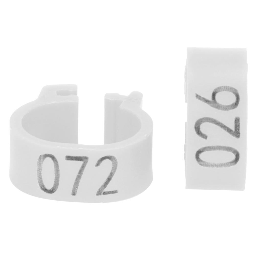 Inel de picior pentru păsări numerotat 001-100 Reutilizabil Porumbei Identificare Clip Accesoriu Păsări de Curte Alb
