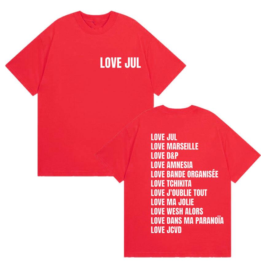 Love Jul France Rapper 2025 Album Print T Shirt Men Women Vintage Fashion Short Sleeve T-shirts Casual Oversized Cotton T-shirt