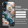 White Camellia Flower Marble Texture Tempered Glass Phone Case for OnePlus 13R 12 11 10 9 Nord CE4 3 2 Lite ACE2 ACE3 Pro Cover