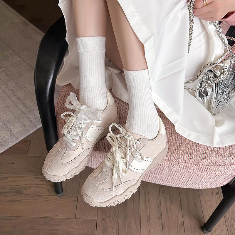 Inner height-increasing German training shoes women's autumn new Auruofeng lace Forrest Gump ballet platform sports and leisure shoes