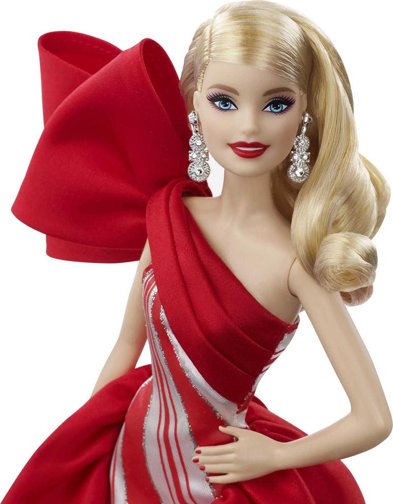 Mattel Barbie 2019 Holiday Doll with Red and White Blonde Curls - Collector Gown,