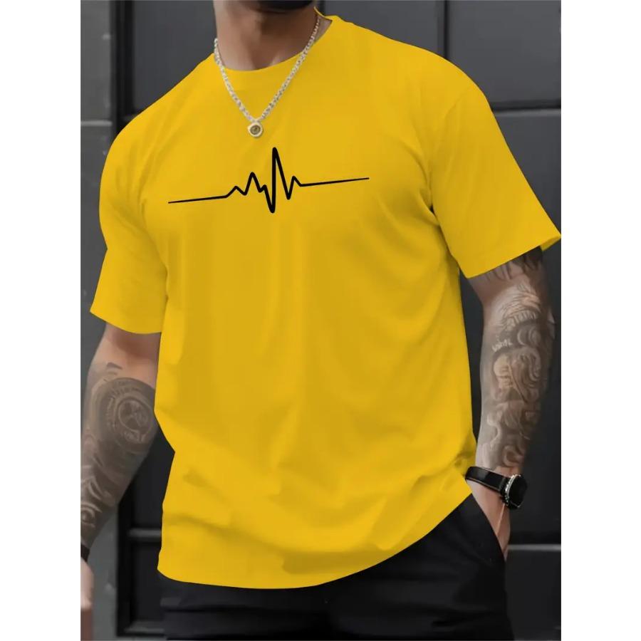 Creative Print Men's Fashionable Summer Crew Neck Short Sleeve Sports T-shirt, Comfortable And Versatile