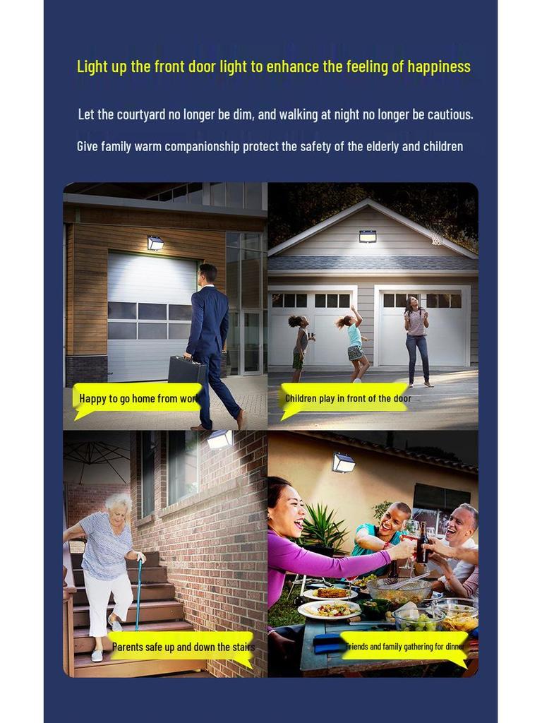 High-Brightness Solar-Powered All-in-One Outdoor Waterproof Motion Sensor Wall Light