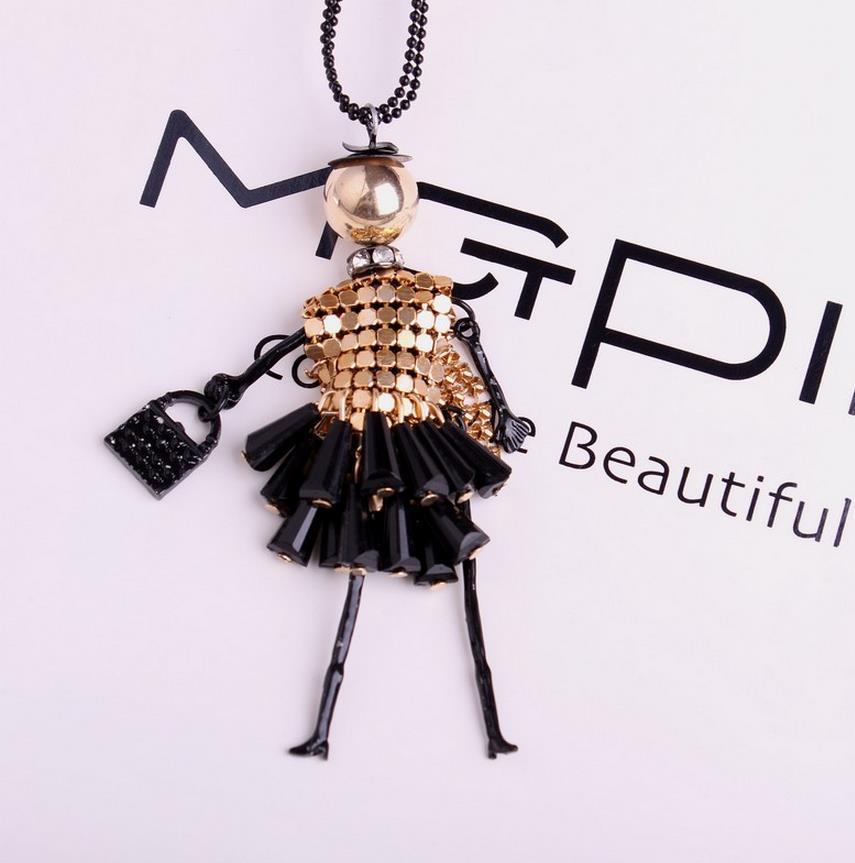 Ethnic Style Crystal Slice Doll Necklace Sweater Chain