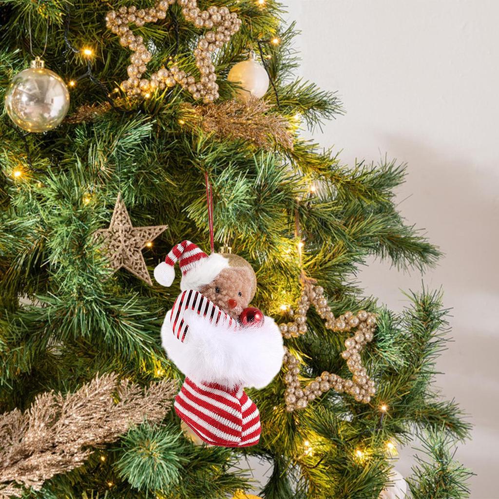 Christmas Tree Bear Hanging Decoration Xmas Decoration Festival Photo Props New Year Indoor Winter Farmhouse Plush Pendant
