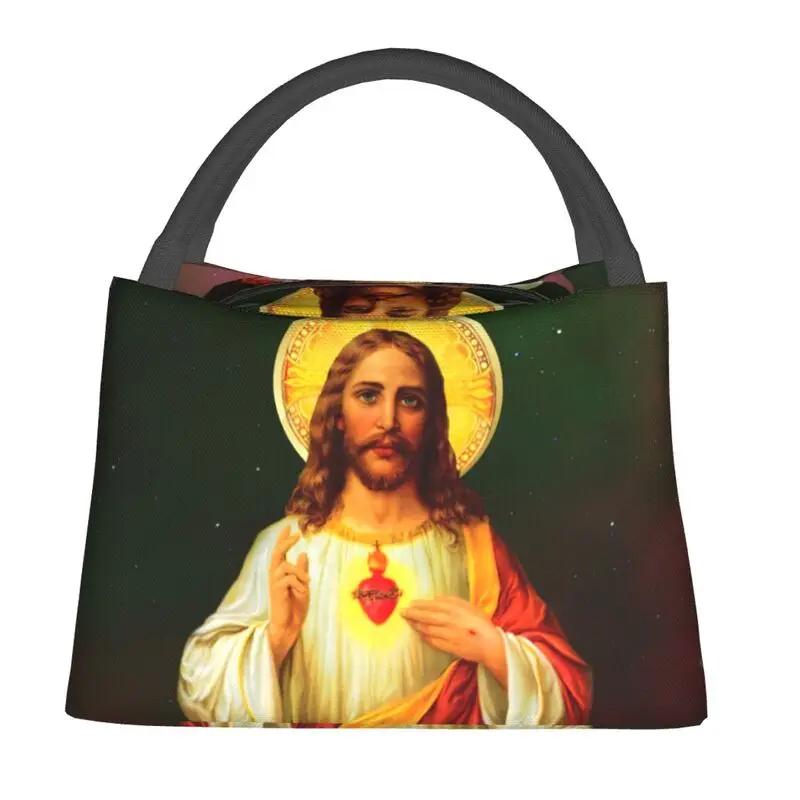 Divine Mercy Insulated Lunch Bags for Camping Travel Jesus Portable Cooler Thermal Lunch Box Women