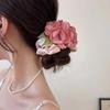 1Pc Fashion Rose Flowers Hair Elastic Band With Bell, Vibrant Floral Pattern, Soft Fabric Headband