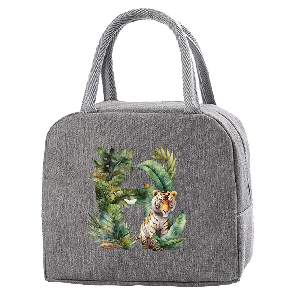 Portable Food Insulation for Traveling Jungle Tiger Letter Printing Box Picnic Waterproof Oxford Zipper Insulation Lunch Bag