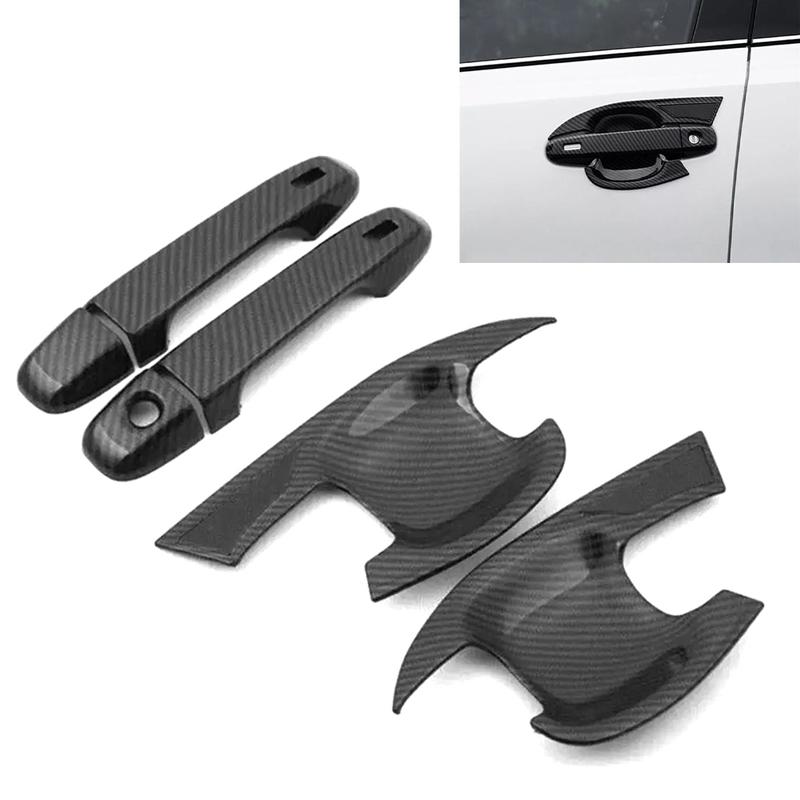 As Pictures Showing Carbon Fiber Door Handle Cover Carbon Fiber Material Dust Proof High-quality Texture Scratch Resistant