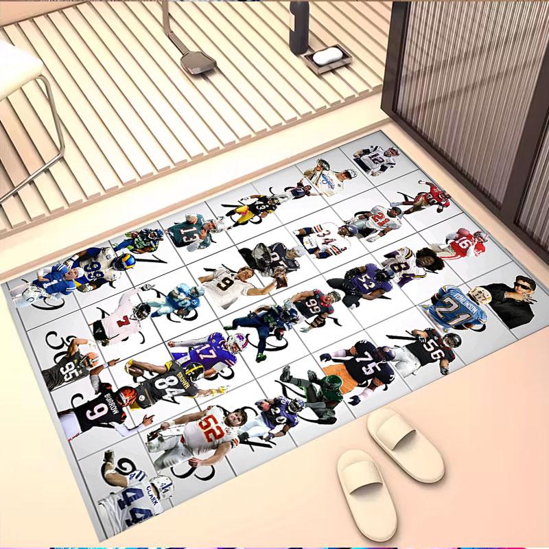 NFL Print Rug, Washable Floor Carpet, For Entryway Dorm Laundry Room Office Study, Home Decor Birthday Christmas Gift