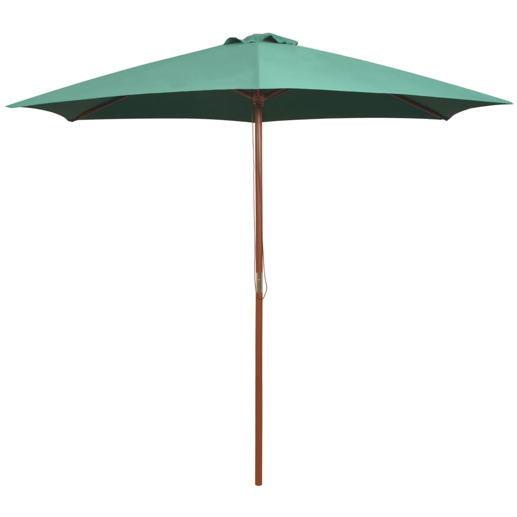 270 X 270 Cm Wooden Mast Sun Umbrella Green