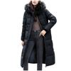 Womens Winter Jacket Warm Overcoat Slim Fur-Hooded Zipper Thicker Coat Outwear