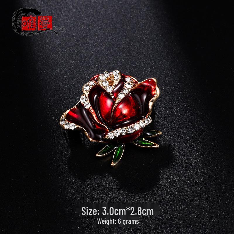 Lapel V-Neck Fairy Rose Brooch Sweater Coat