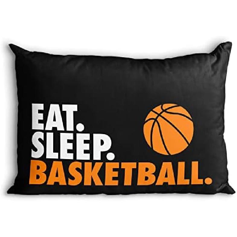 ChalkTalkSPORTS Eat Sleep Basketball Pillowcase | Basketball Pillowcase Home Decor | Black чёрный