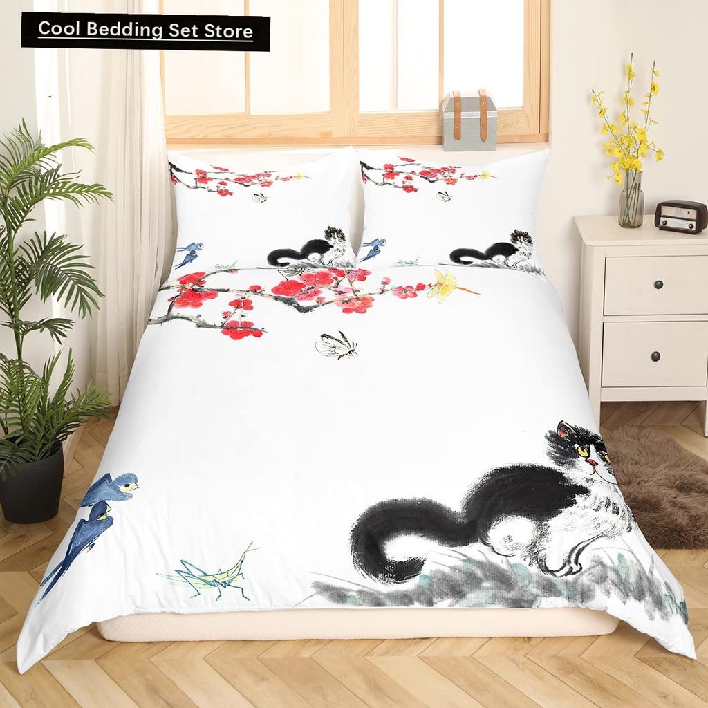 Sphynx Cat King Queen Duvet Cover Lovely Pet Kitty Bedding Set for Kids Teens Adults Animal Grey 2/3pcs Polyester Quilt Cover