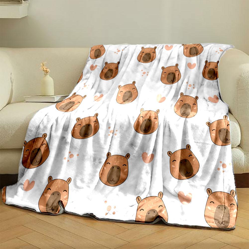 Cute Capybara Pattern with Hearts print blanket soft and cozy perfect for the living room bed sofa or a nap,gift