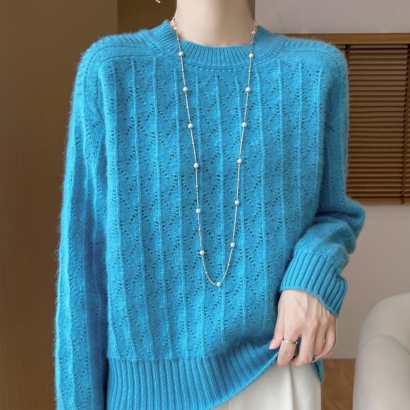 Dámský kašmírový svetr Qinghe kašmír 30% kašmír 70% vlna podzimní a zimní kašmírový svetr ručně tkaný měkký a hřejivý