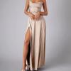 Women's Sexy Slimming, Body Fitting Backless Halter Neck Waist Cinching Long Gown Sleeveless Long Gowns with Side Slit for Special Occasions