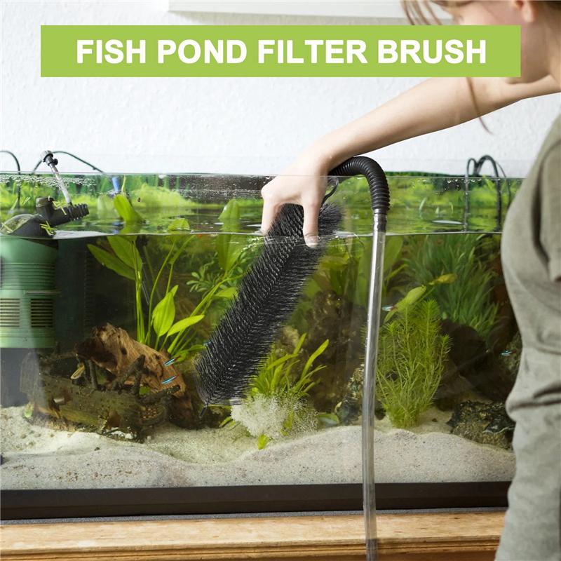 AD23-10PCS Stainless Steel Core Brush Aquarium Filter Fish Tank Clean Tools Brush Pond Biochemical Filter Brush Filter