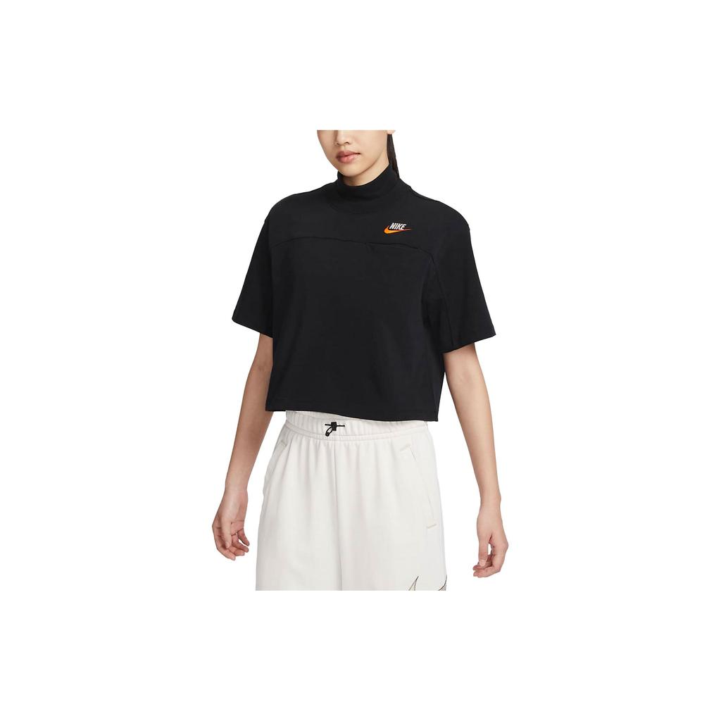 Nike Sportswear City Utility Embroidered Logo Print Short Sleeve Drop Shoulder T-Shirt Women Tops Black FB7227-010