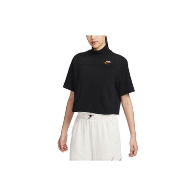Sportswear City Utility Embroidered Logo Print Short Sleeve Drop Shoulder T-Shirt Women Tops Black FB7227-010