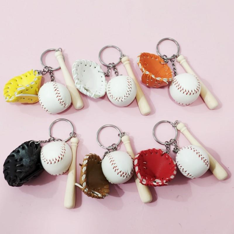 Stylish Baseball Keychain & Bag Charm 3-Piece Gift Set