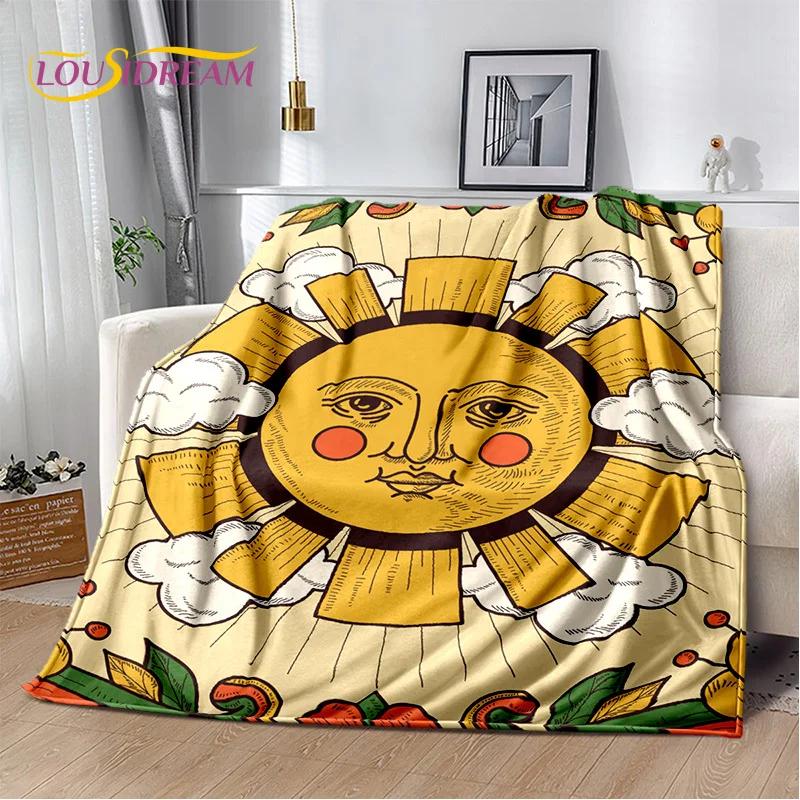Mysteriou Tarot Sun Moon Mandala Magic Soft Flannel Blankets,Throw Blanket Comfortable Blanket for Picnic Beds Sofa Home Bedroom