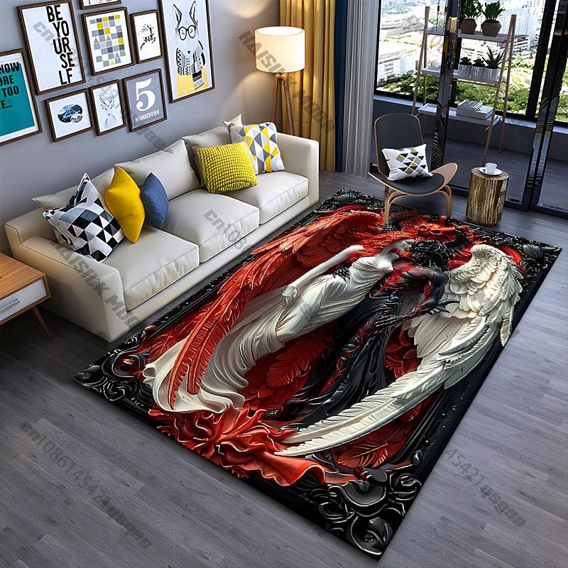 Duality love power angel demon carpet Yoga living room room decor children's crawling mat doormat area rug games mat
