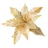 Feiertagsdekoration-Set mit 6 glitzernden Weihnachtsstern-Ornamenten mit Stäben für Weihnachtsbäume und saisonale Auslagen