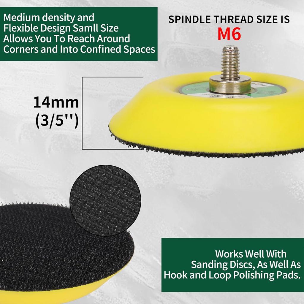 SI FANG 2Pcs 3" Hook and Loop Backing Pads for Orbital Sander M6 Threads Polishing Buffing Plate for Dual Action Car Polisher