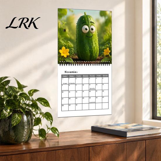 Unique Gift for Friends Pickle Wall Calendar 2027, Funny Pickled Cucumber Illustrations 12 Daily Schedule Planner Month Planner, Spiral Bound Hanging