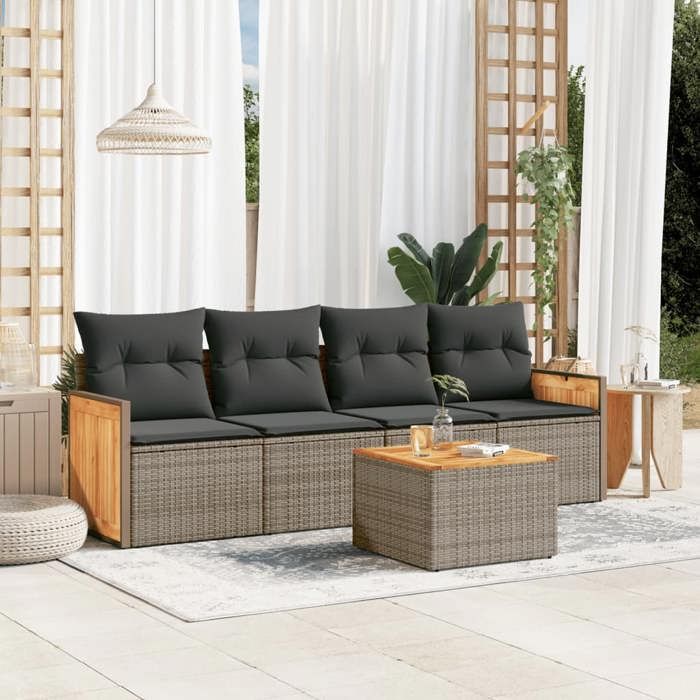 VidaXL Garden Lounge Set with Cushions 5 Pcs, Patio Sofas, Patio Furniture Set, Outdoor Furniture, Grey 3227460