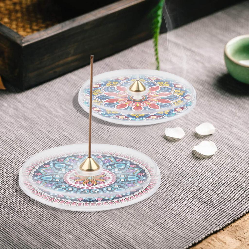 4pcs DIY Diamond Art Incense Burner Stick Holder Acrylic Crystal Art Incense Tray Ornament Special Shaped for Adults Beginners