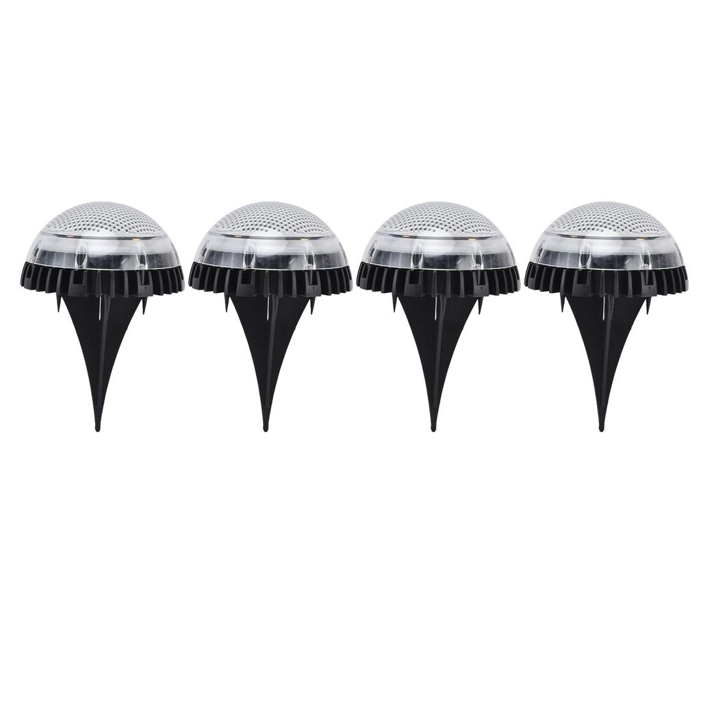 4Pcs Solar Ground Lights Waterproof Color Gradient 8 LEDs Disk Solar Deck Lights for Outdoors