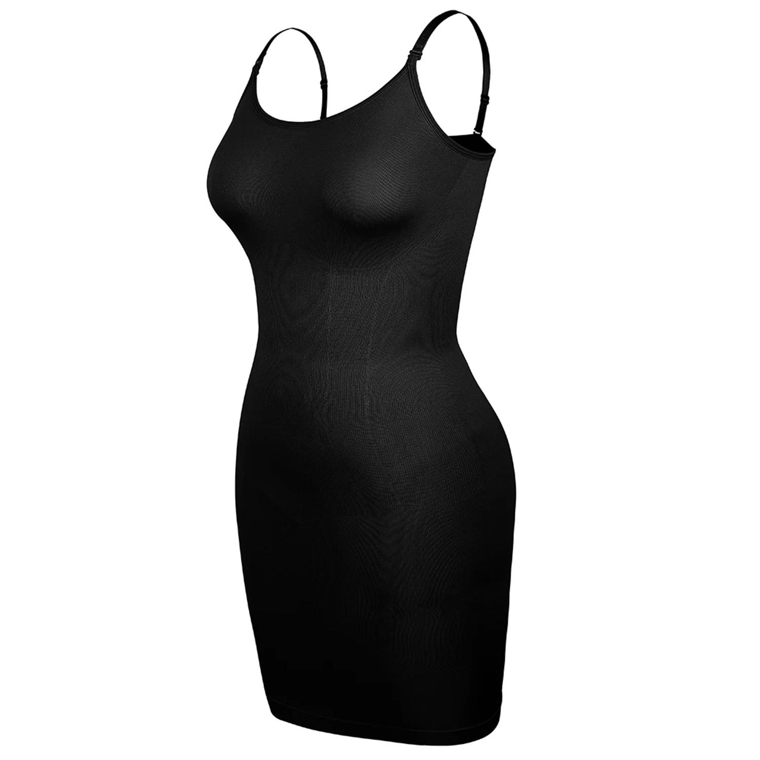 Женское платье-комбинезон для всего тела, бесшовное, с утягивающим эффектом и регулируемыми бретельками-спагетти S чёрный
