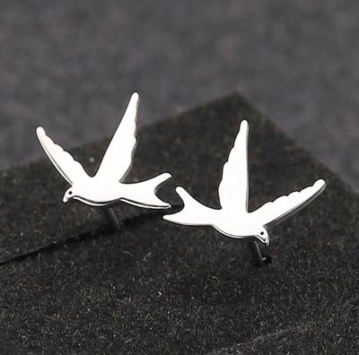 Stainless Steel Swallow Small Earrings Studs Delicate Little Bird Jewelry for Women Casual Party Boucle D Oreille