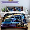 Truck Driver 3pcs Bedding Set Duvet Cover Closure Includes 1 Duvet Cover & 2 Pillowcases for All Seasons Bedroom Home Dorm Decor