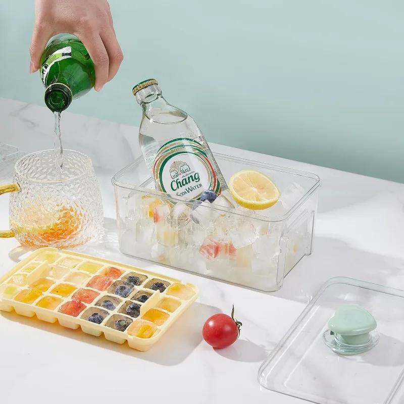 28/56 Grid Ice Cube Mold Reusable Refrigerator Ice Maker One-touch Easy Release Homemade Ice Cube Tray Mold Home Ice Making Tool