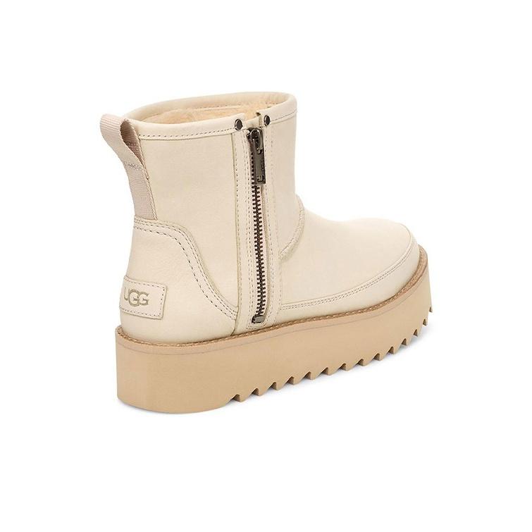 UGG F19 Stivali da Neve Classici Rebel Biker Mini con Fodera in Pelliccia da Donna Stivali da Neve Rosa 1105313-BONE