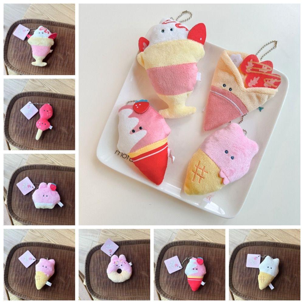 

Брелок для ключей «Десерты из мороженого» розового цвета, плюшевая кукла с маленькими глазами, подвески на рюкзак