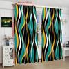 Set Of 2 Blue Yellow Lines Hd Printed Curtain Polyester Material Suitable Bedroom Living Room Study For Area Made