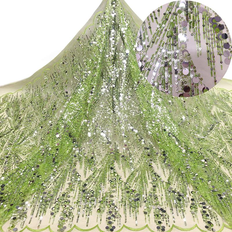 Heavy Industry Embroidery Sequin Fabric Tulle Lace Glitter Designer Fabric For Sewing Summer Fashion Costume Wedding Dress